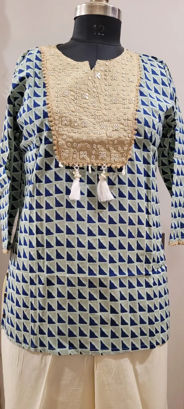 Blue_and_Beige_Pure_Cotton_Block_Printed_Assymetric_Embroidered_Co-ord_Set