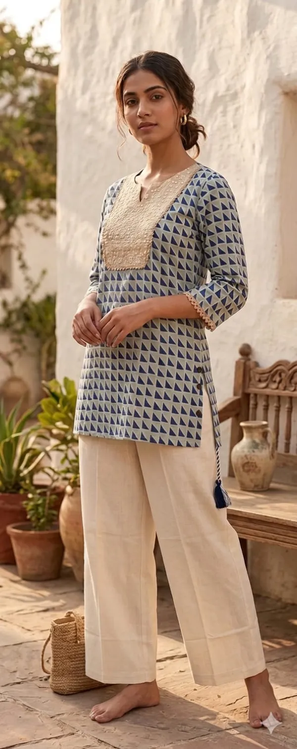 Blue_and_Beige_Pure_Cotton_Block_Printed_Assymetric_Embroidered_Co-ord_Set