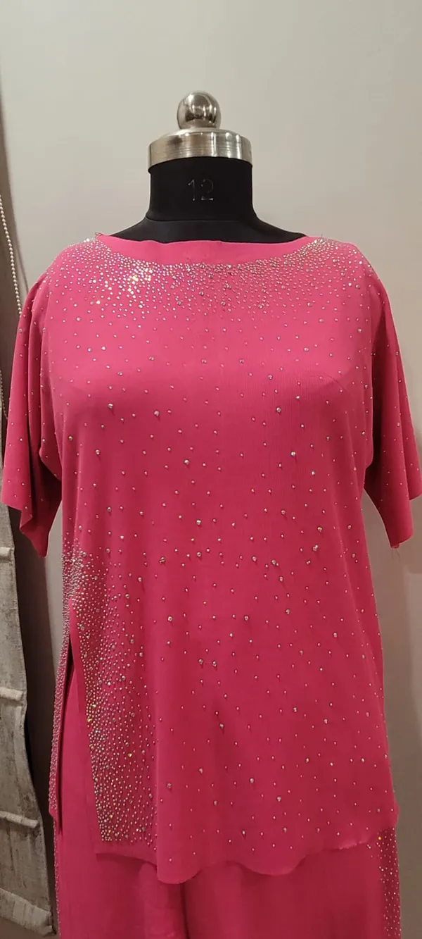 Fuschia_Pink_Swaroskvi_Work_Knitted_Co-ord_Set