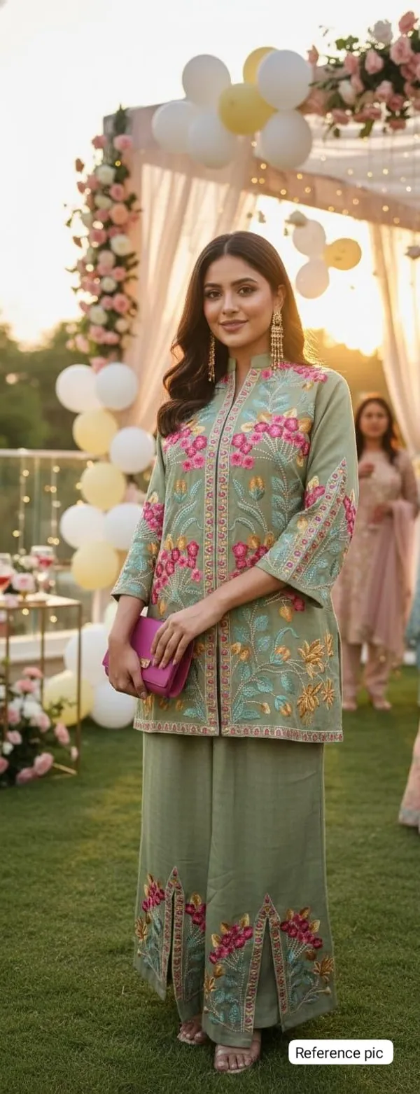 Olive_Green_Cambric_Cotton_Embroidered_Co_Ord_Set_For_Women