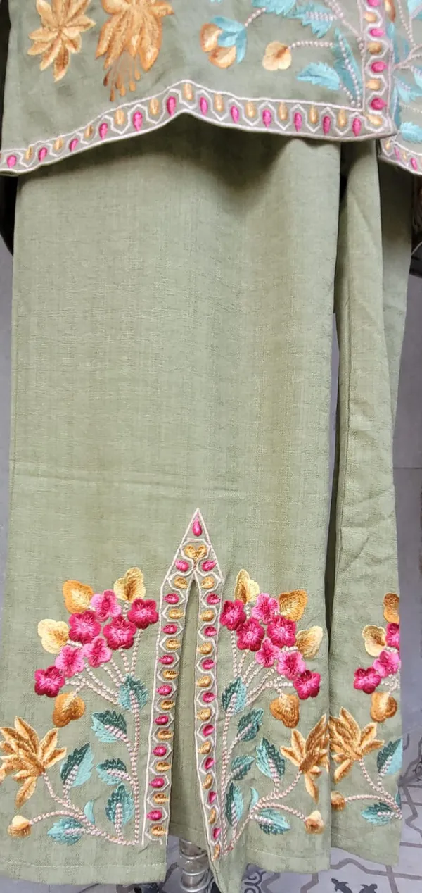 Olive_Green_Cambric_Cotton_Embroidered_Co_Ord_Set_For_Women