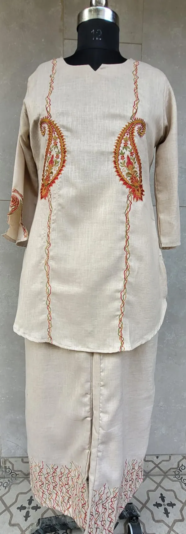 Beige_Linen_Embroidered_Co_Ord_Set_For_Women