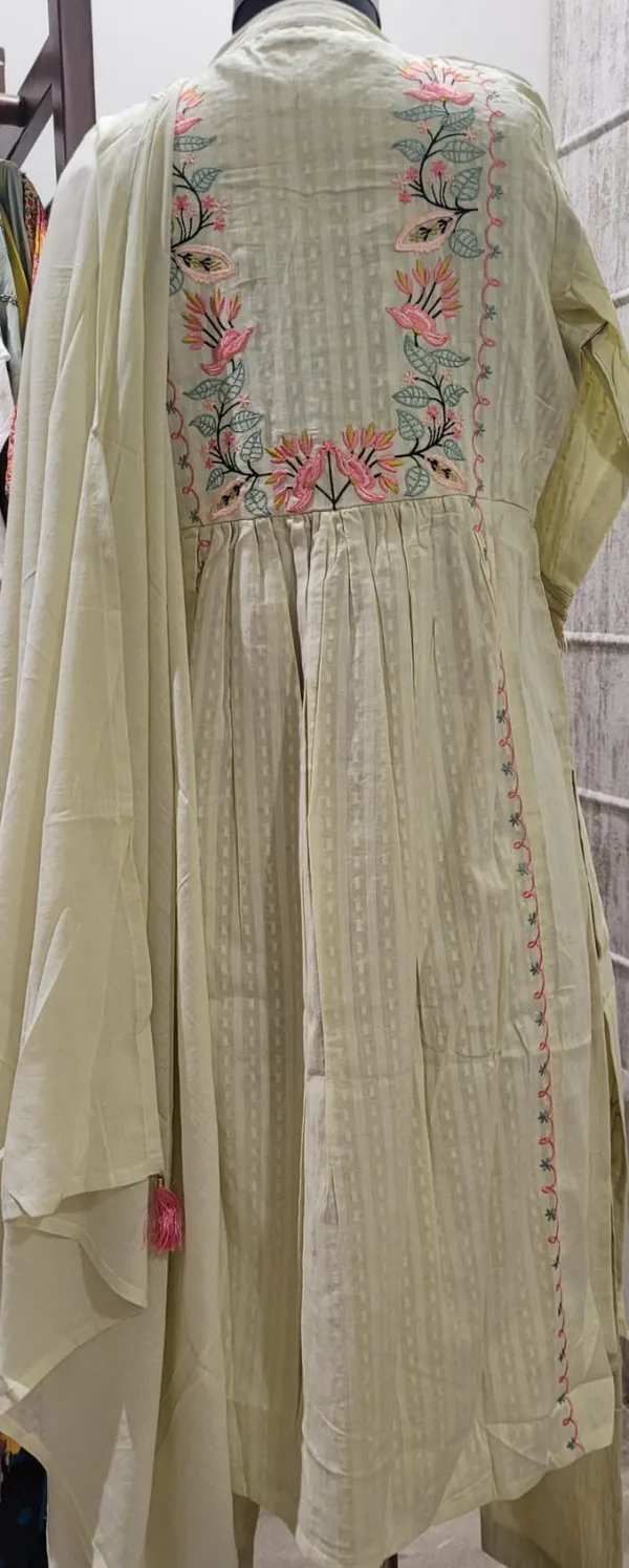 Lime_Yellow_Mul_Cotton_Embroidered_Stitched_Kurta_Set_For_Women