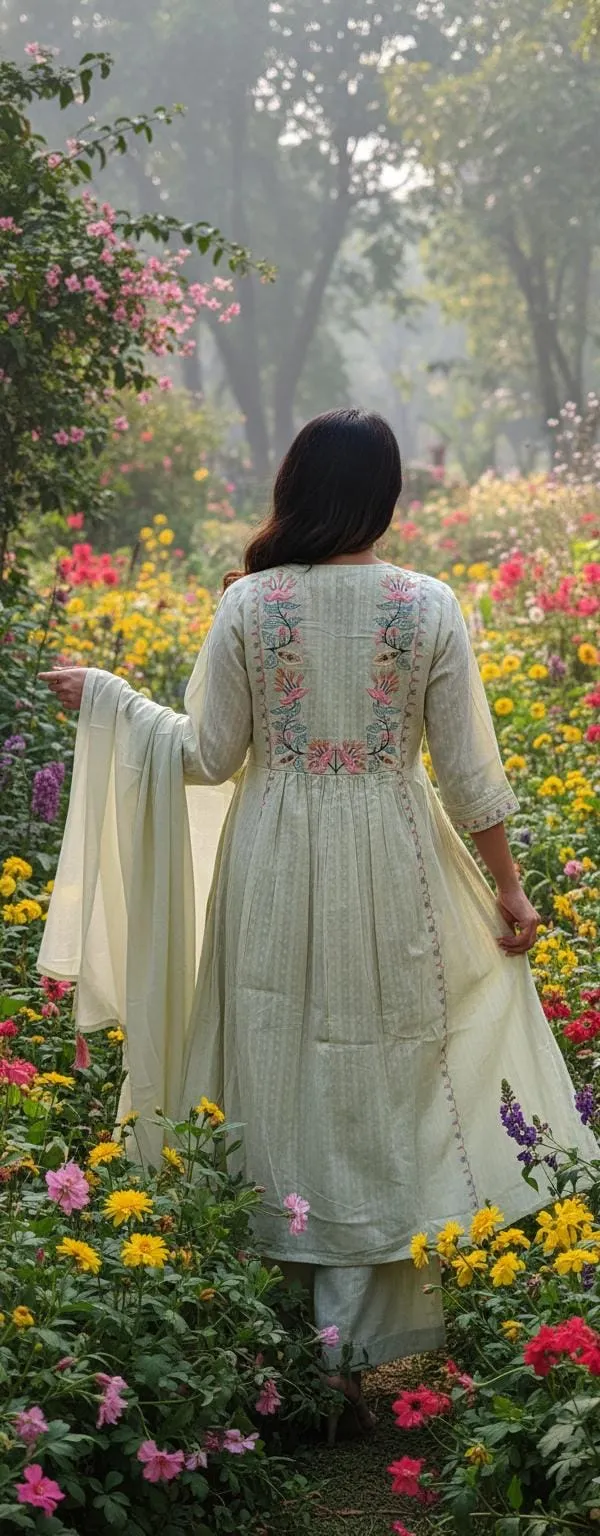 Lime_Yellow_Mul_Cotton_Embroidered_Stitched_Kurta_Set_For_Women