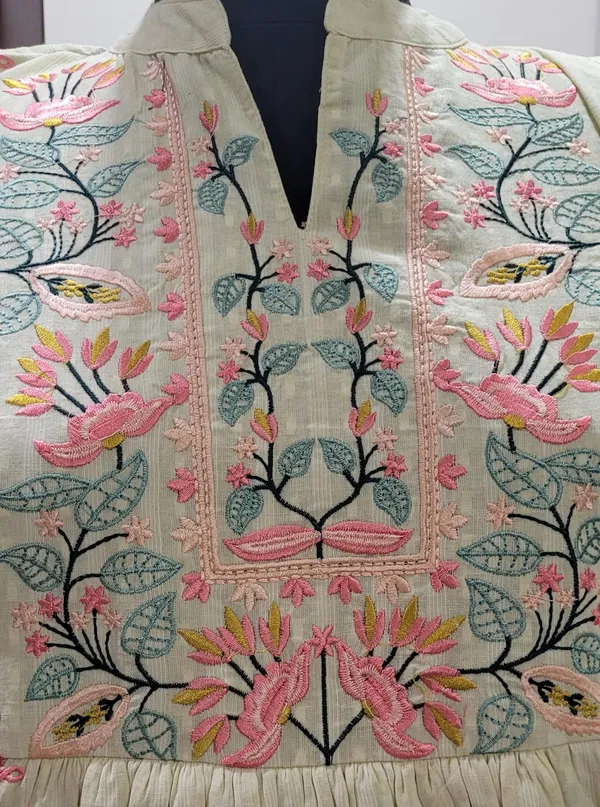 Lime_Yellow_Mul_Cotton_Embroidered_Stitched_Kurta_Set_For_Women