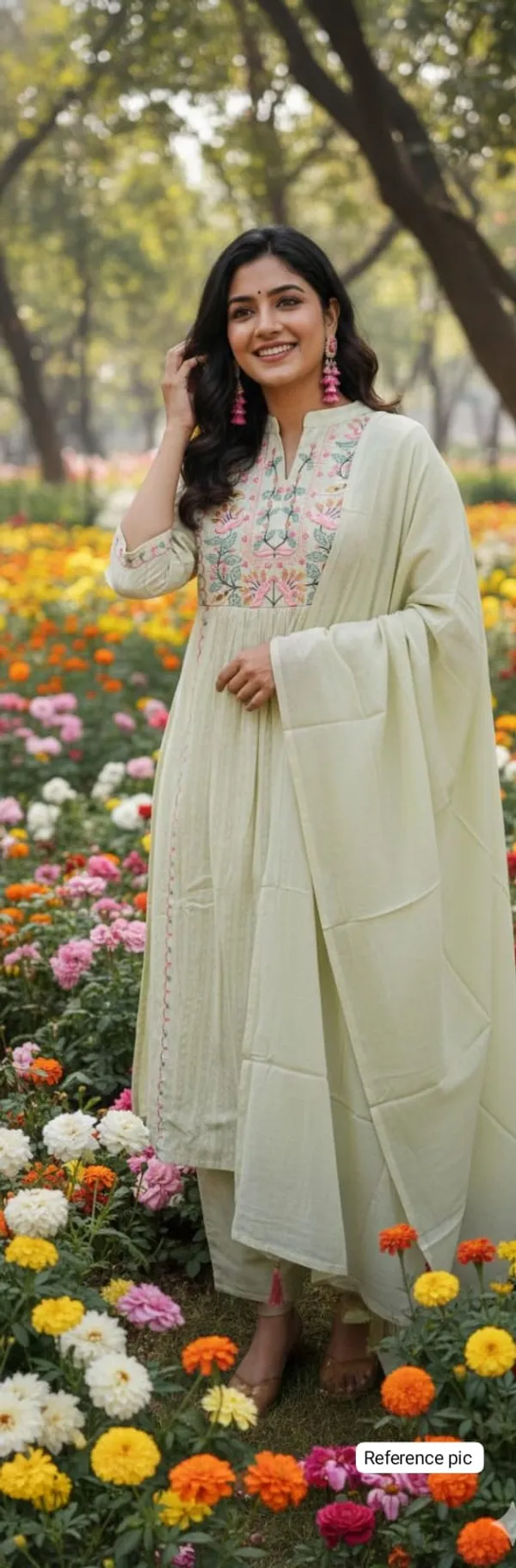 Lime_Yellow_Mul_Cotton_Embroidered_Stitched_Kurta_Set_For_Women