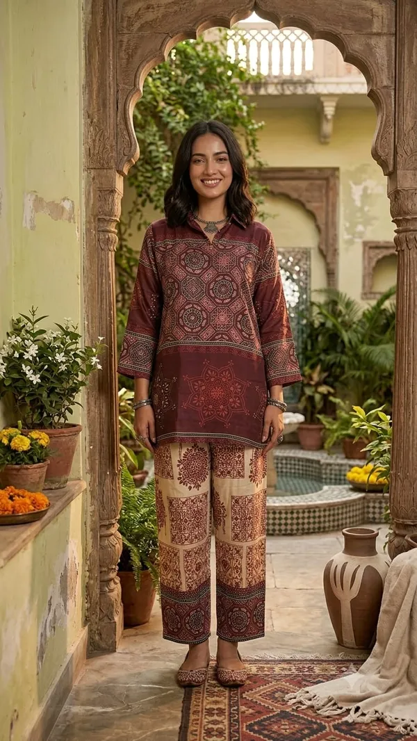 Maroon_Beige_Crepe_Digital_Print_Co-ord_Set