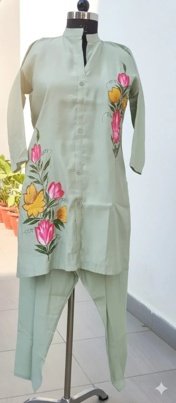 Mint_Green_Vatican_Cotton_Silk_Hand_Painted_Co_Ord_Set_For_Women