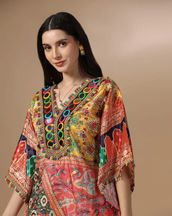 Multicolor_Crepe_Digital_Print_And_Embroidered_Kaftan_Set_For_Women