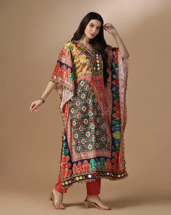 Multicolor_Crepe_Digital_Print_And_Embroidered_Kaftan_Set_For_Women