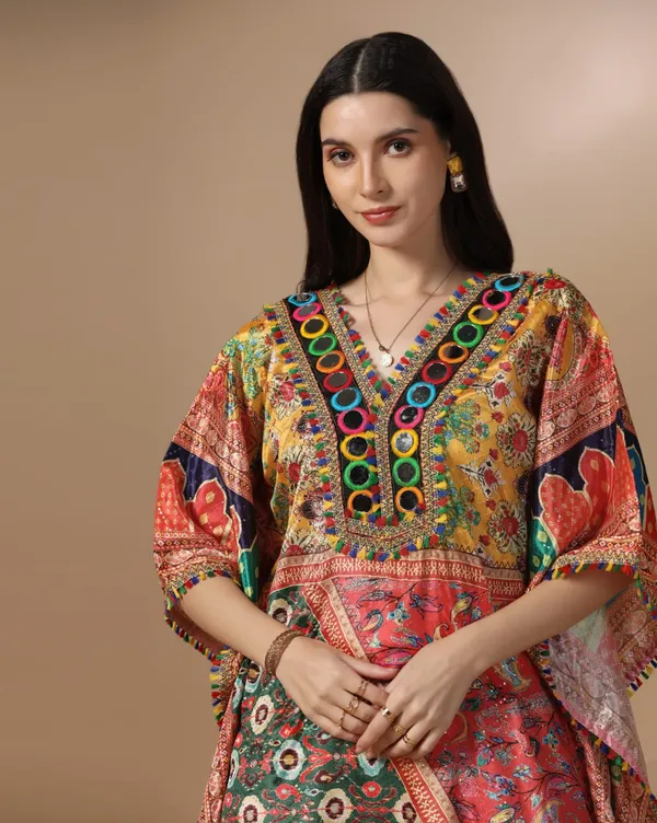 Multicolor_Crepe_Digital_Print_And_Embroidered_Kaftan_Set_For_Women