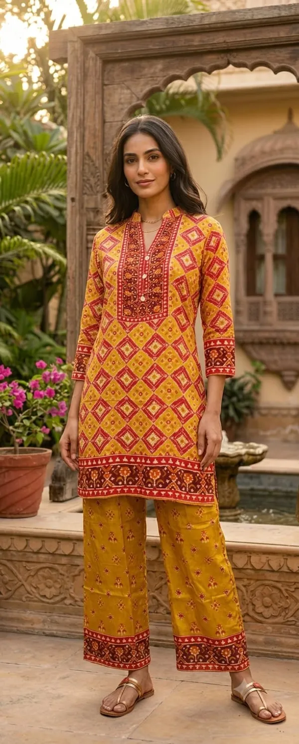 Mustard_Yellow_Crepe_Patola_Print_Co-ord_Set_