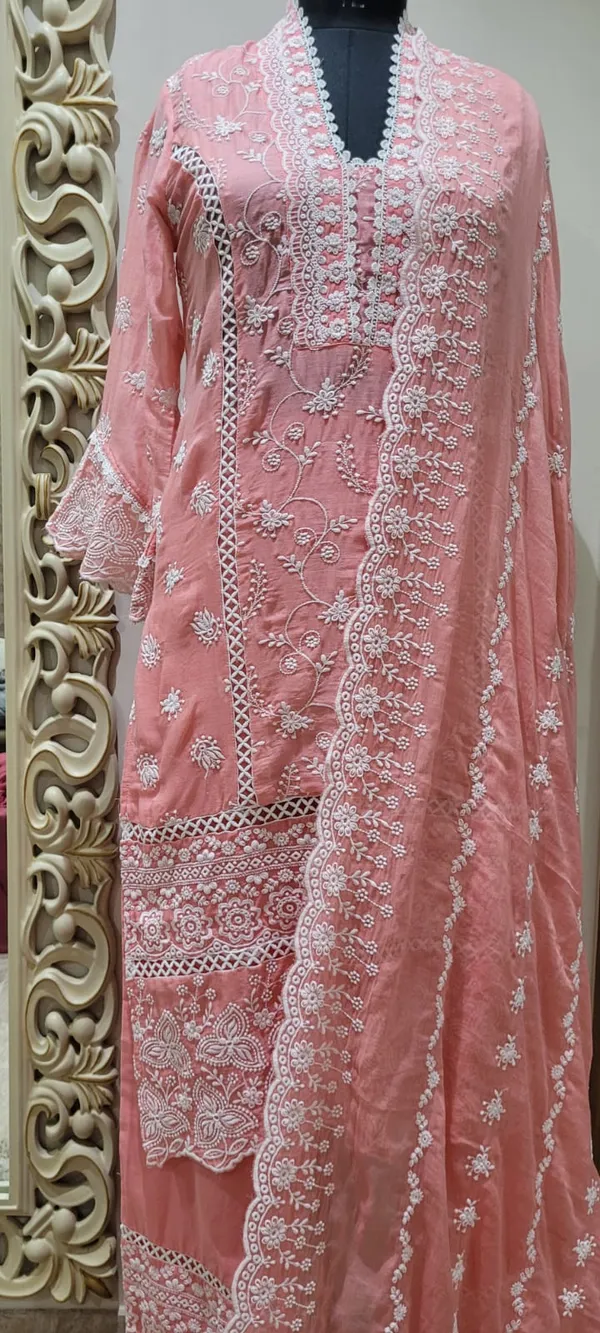 Peach_Mulmul_Chikankari_Embroidered_Stitched_Suit
