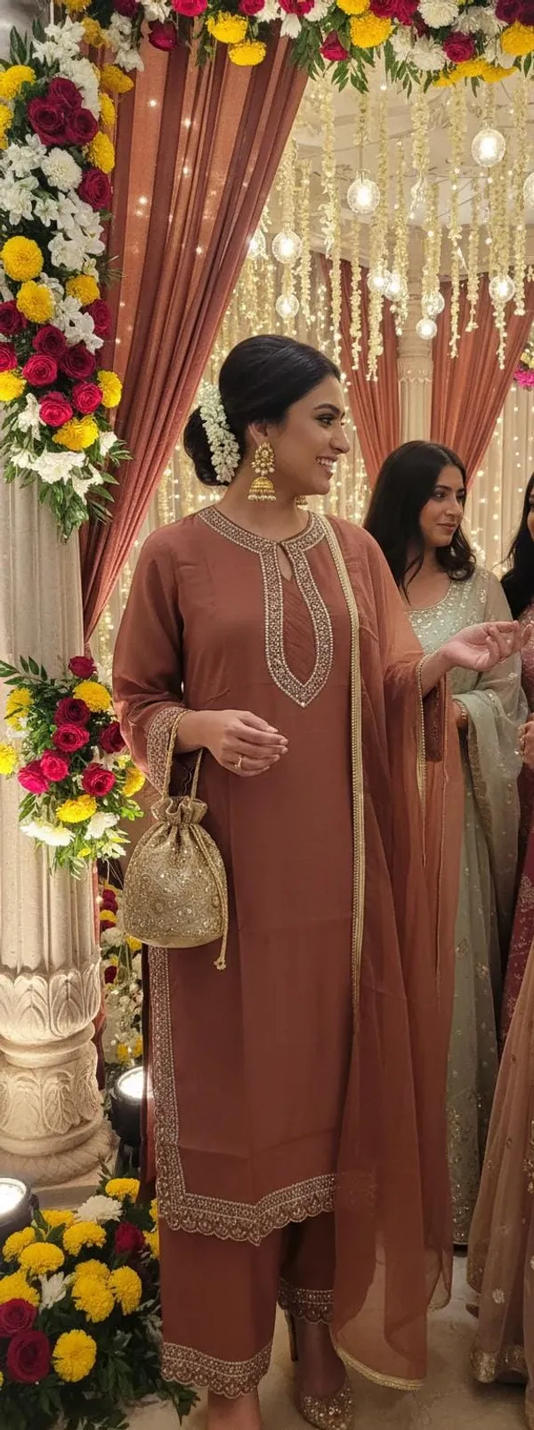 Rust_Brown_Roman_Silk_Stitched_Suit_For_Women
