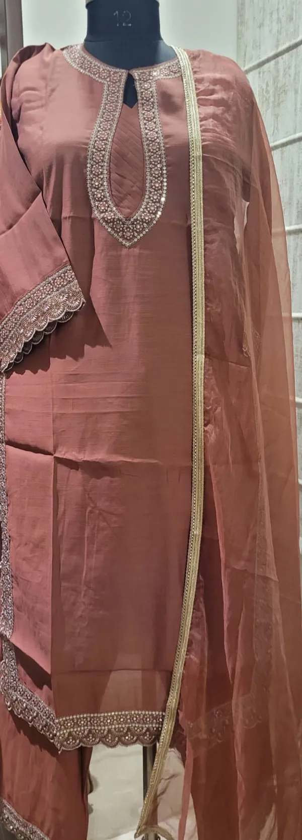 Rust_Brown_Roman_Silk_Stitched_Suit_For_Women