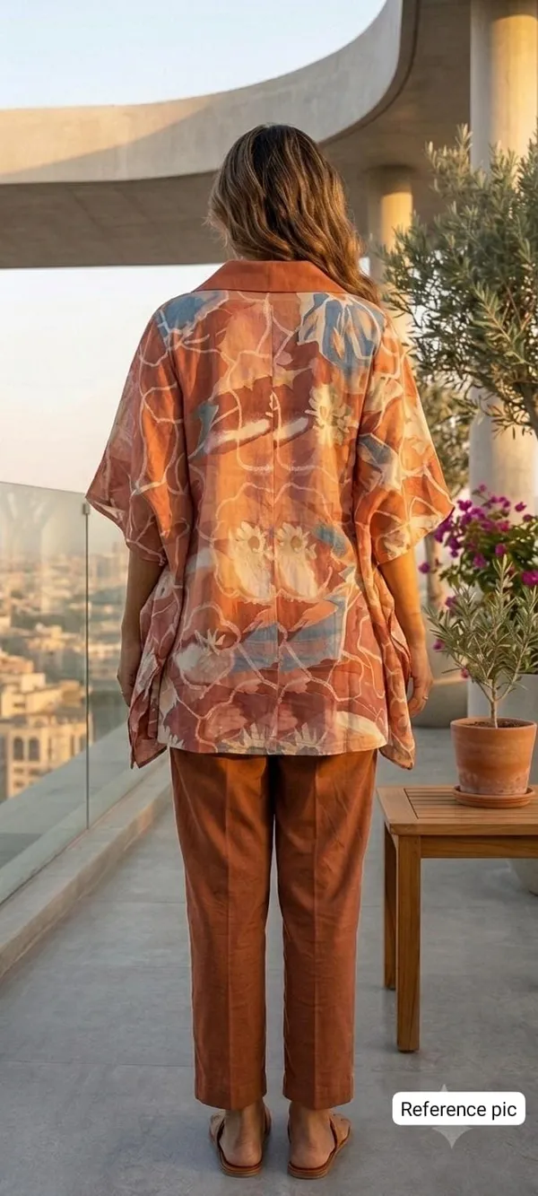 Rust_Brown_Short_Kaftan_Style_Embroidered_&_Digital_Print_Co-ord_Set