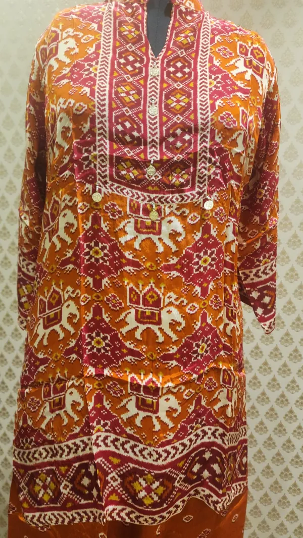 Rust_Orange_Patola_Elephant_Print_Crepe_Co-ord_Set