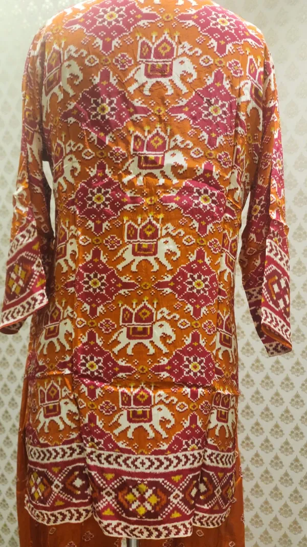 Rust_Orange_Patola_Elephant_Print_Crepe_Co-ord_Set