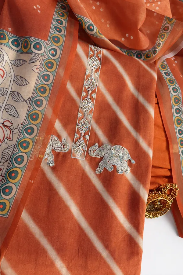 Rust_Tie_N_Dye_Shimmer_Kota_Embroidered_Unstitched_Suit_For_Women