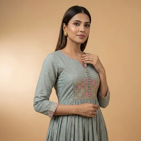 Olive_Green_Mul_Chanderi_Embroidered_Stitched_Suit_For_Women