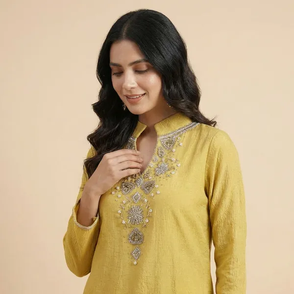 Lime_Yellow_Crush_Shimmer_Tissue_Hand_Embroidered_Stitched_Co_Ord_Set_For_Women