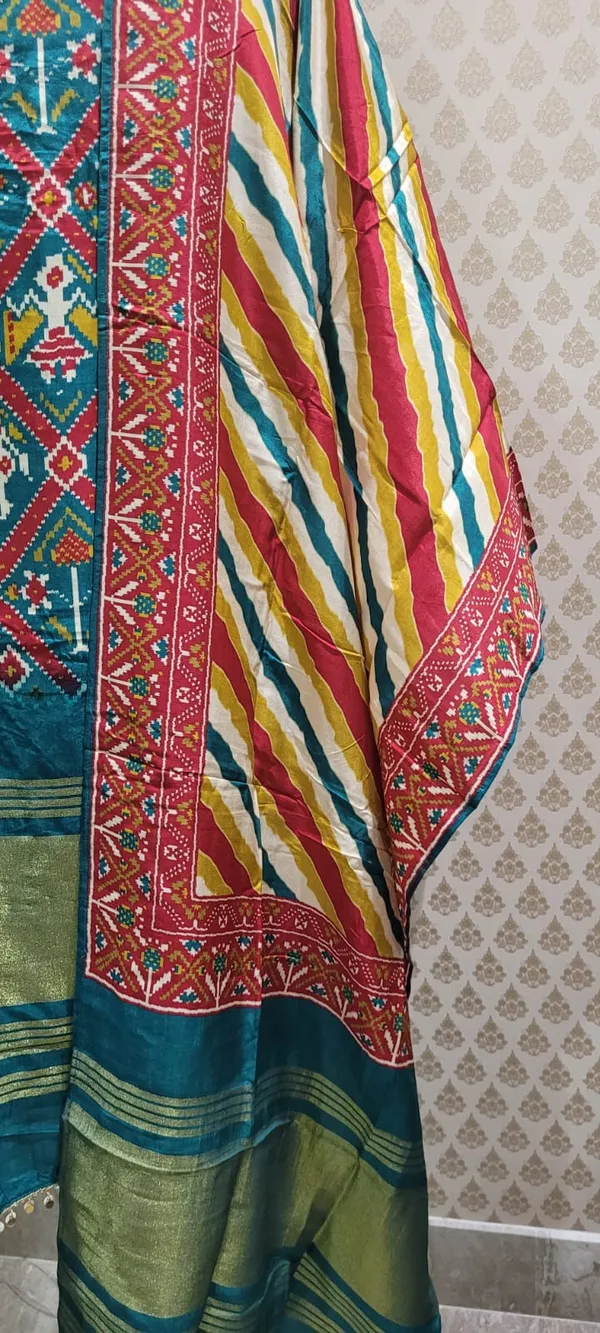 Teal_Green_Gajji_Silk_Patola_Print_Salwaar_Suit