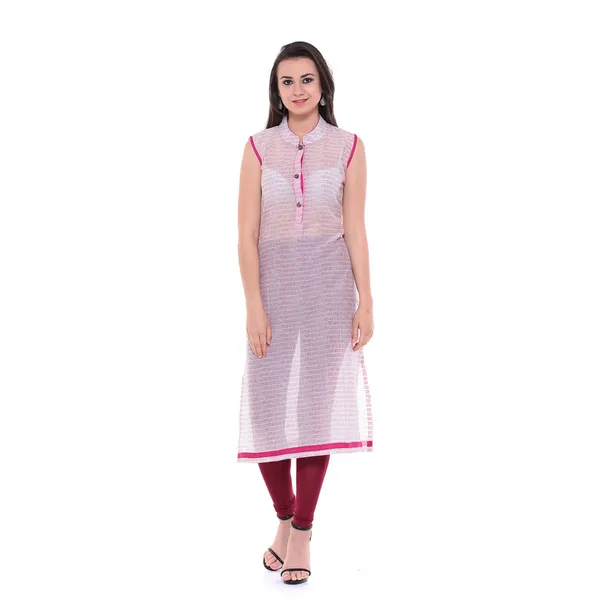 White_And_Pink_Block_Printed_Cotton_Chanderi_Sleeveless_Kurti