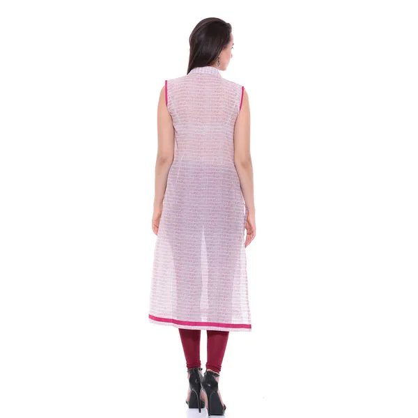 White_And_Pink_Block_Printed_Cotton_Chanderi_Sleeveless_Kurti