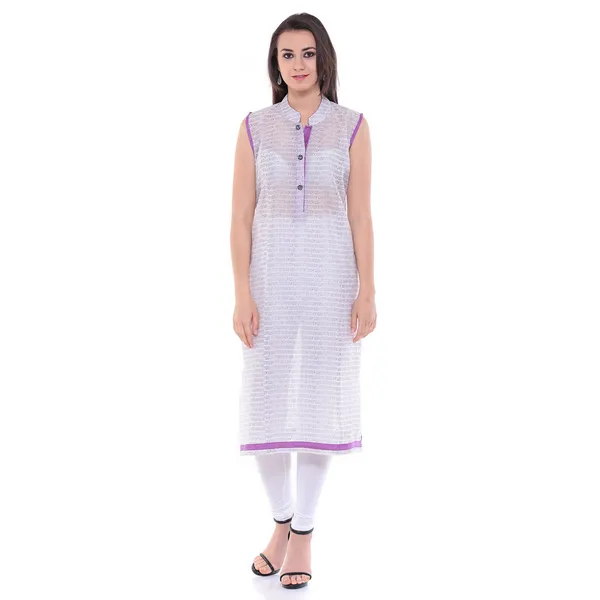 White_And_Purple_Block_Printed_Cotton_Chanderi_Sleeveless_Kurti