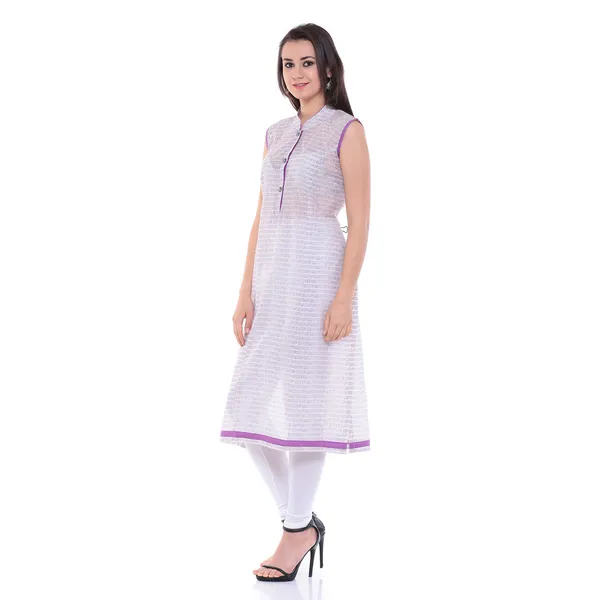 White_And_Purple_Block_Printed_Cotton_Chanderi_Sleeveless_Kurti