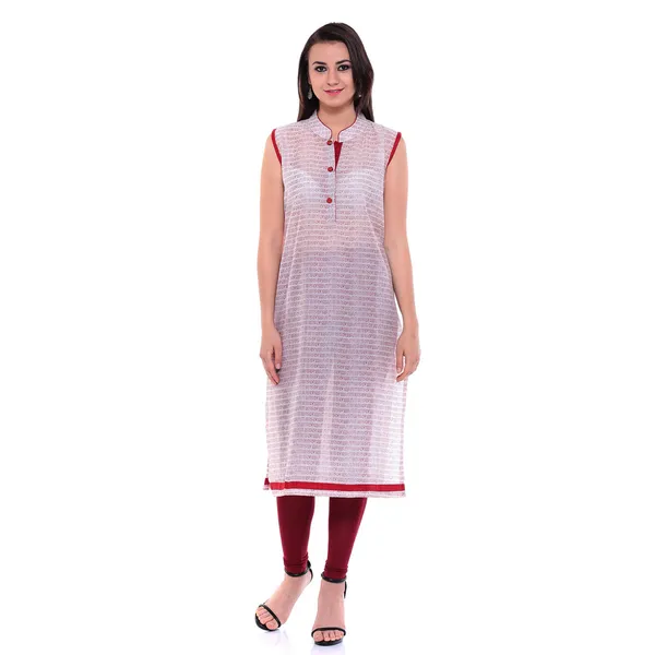 White_And_Red_Block_Printed_Cotton_Chanderi_Sleeveless_Kurti