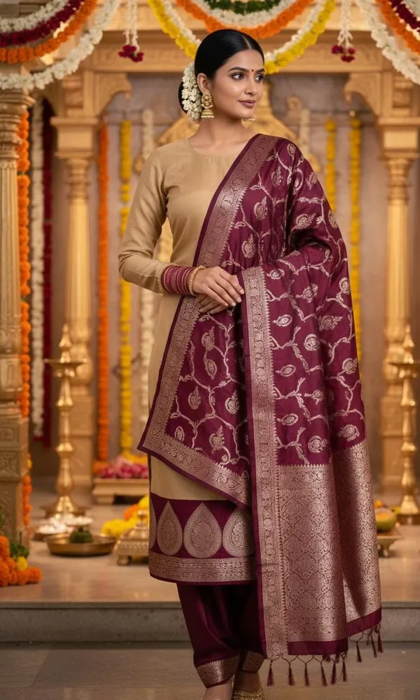Beige_And_Purple_Banana_Silk_Unstitched_Suit_Set_For_Women