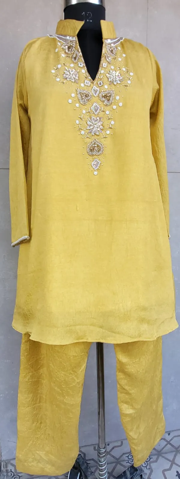 Lime_Yellow_Crush_Shimmer_Tissue_Hand_Embroidered_Stitched_Co_Ord_Set_For_Women