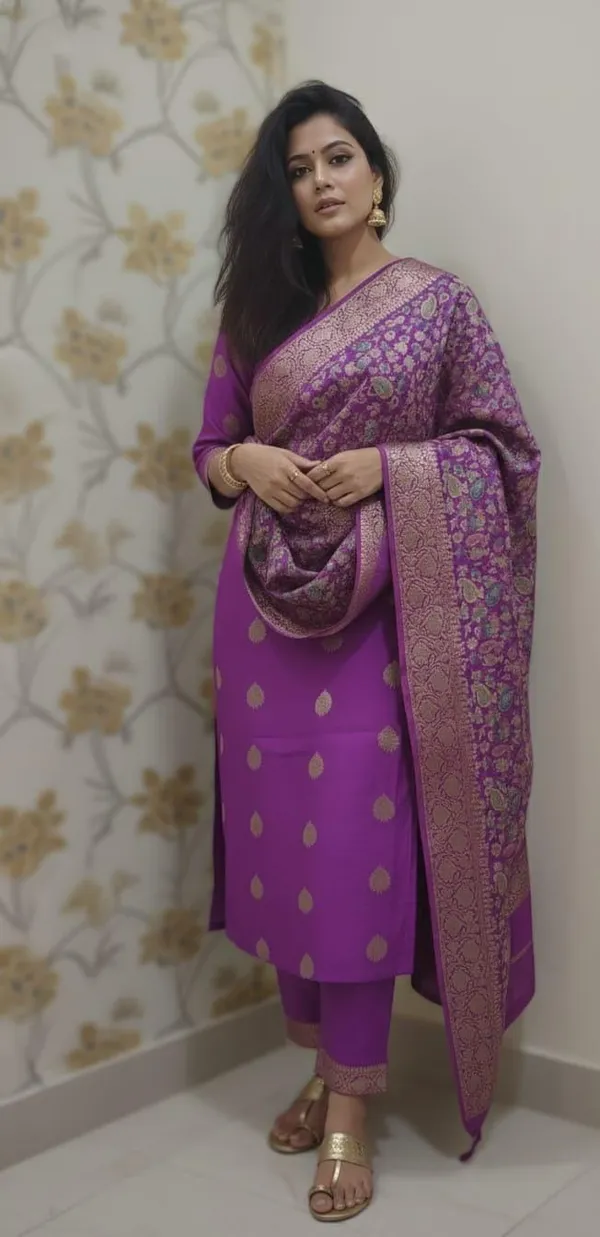 Magenta_Banarsi_Silk_Unstitched_Suit_For_Women