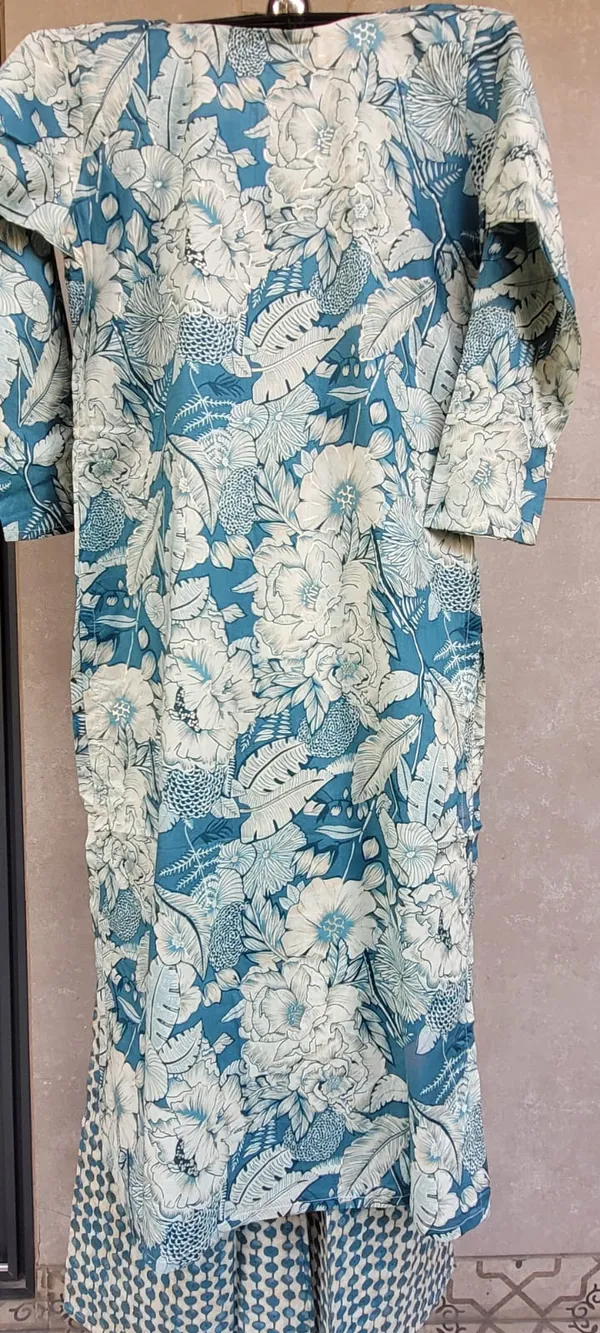 Teal_Blue_Pure_Cotton_Digital_Print_Kurta_Set_With_Gota_Work_For_Women
