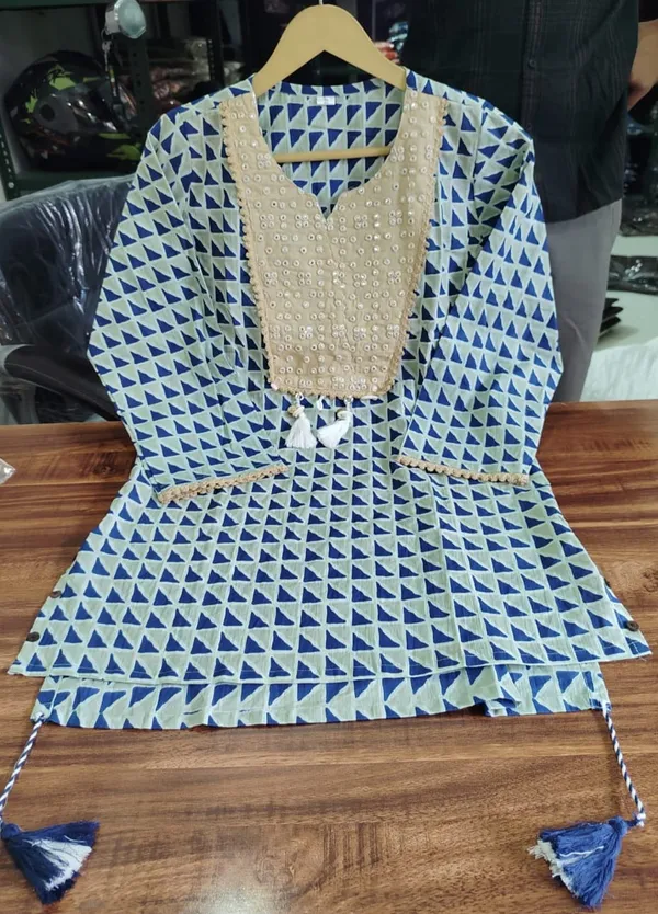 Blue_and_Beige_Pure_Cotton_Block_Printed_Assymetric_Embroidered_Co-ord_Set