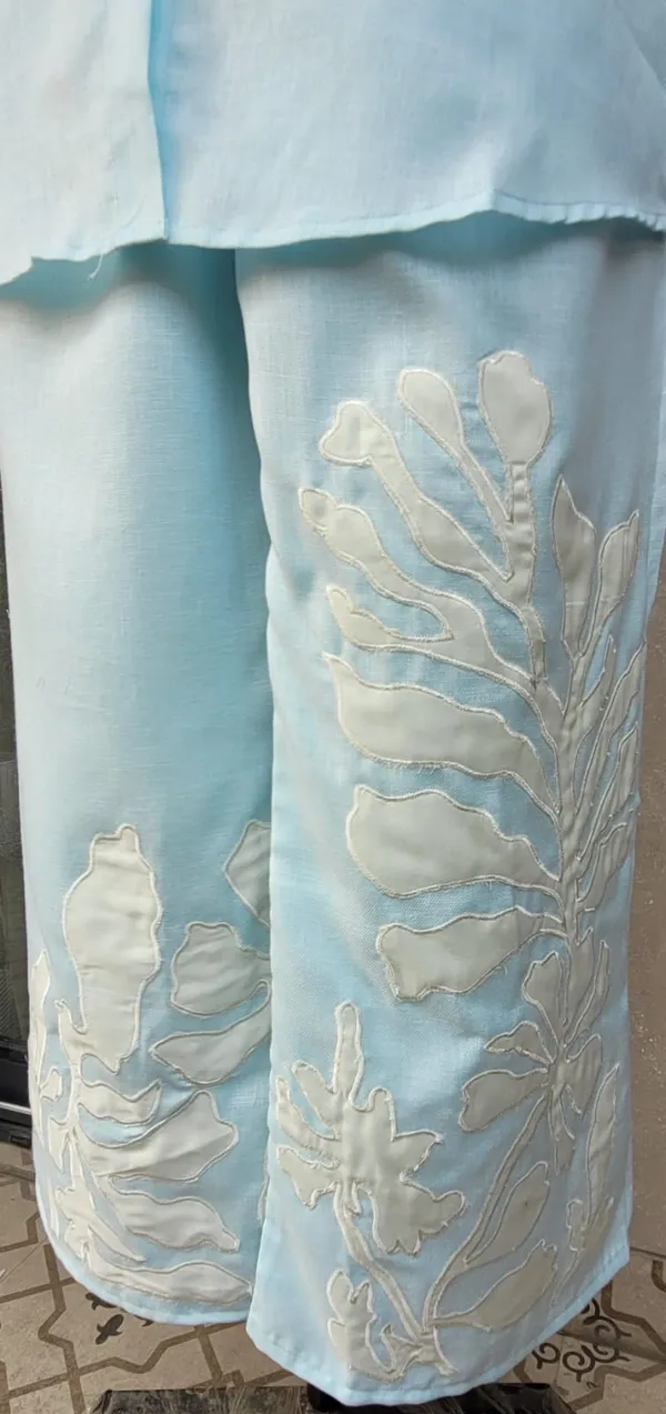 Powder_Blue_Linen_Co_Ord_Set_With_Applique_Detailing_For_Women