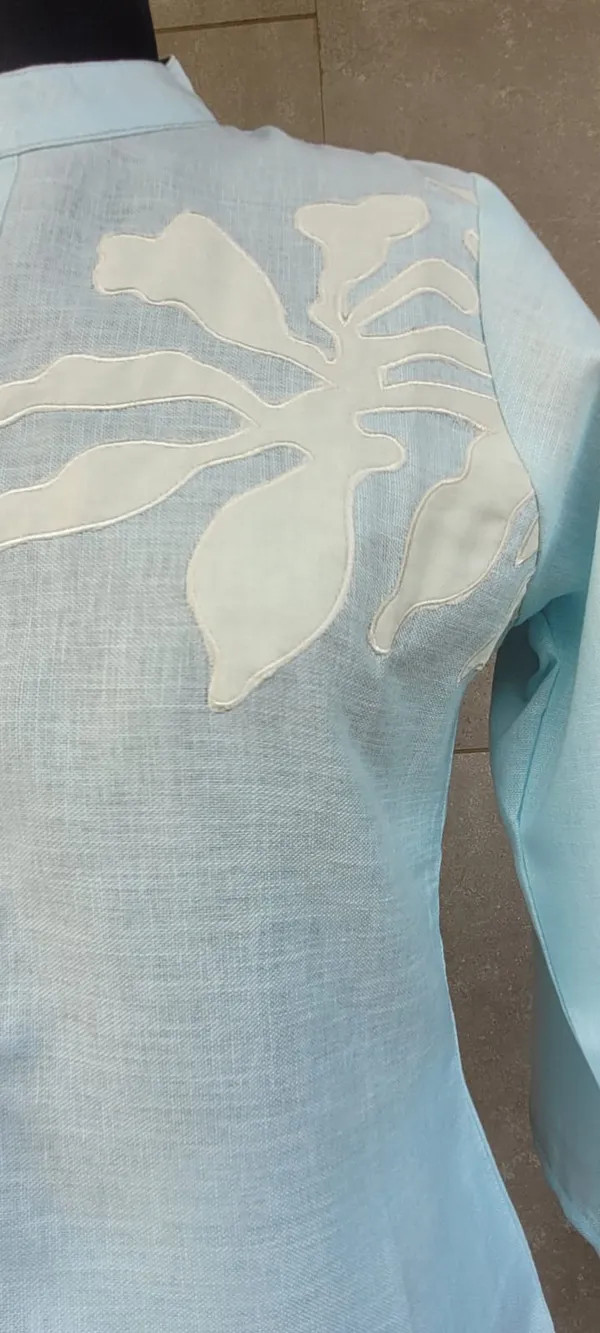 Powder_Blue_Linen_Co_Ord_Set_With_Applique_Detailing_For_Women