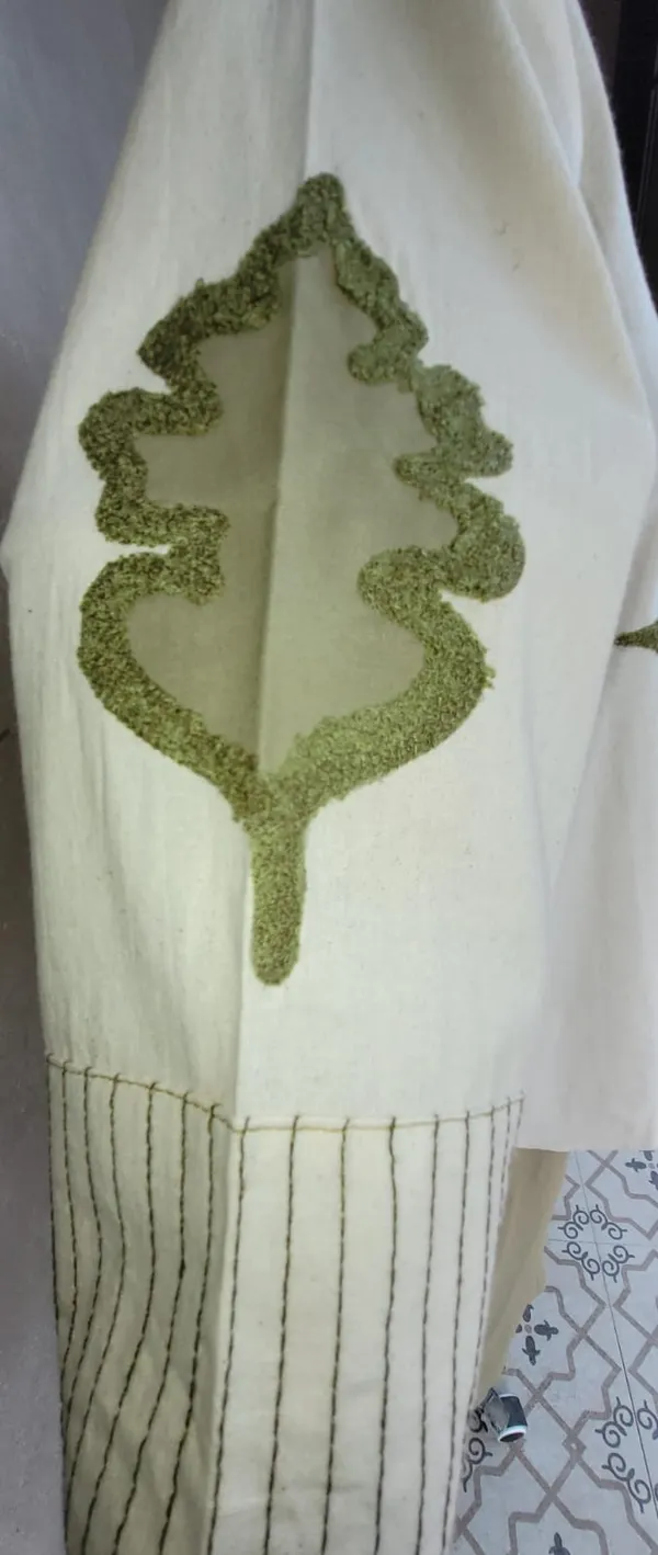 Beige_And_Olive_Linen_Co_Ord_Set_With_Applique_Detailing_For_Women