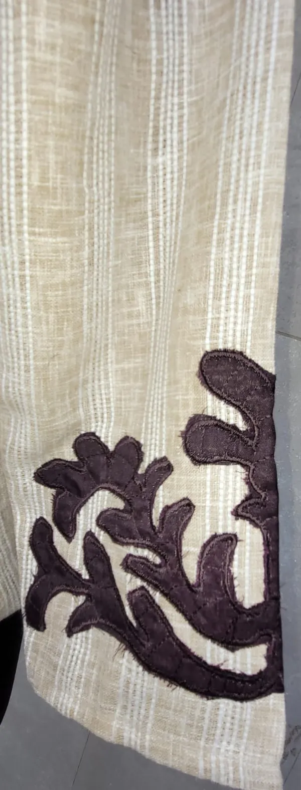 Beige_And_Brown_Khadi_Cotton_Co_Ord_Set_With_Applique_Detailing_For_Women