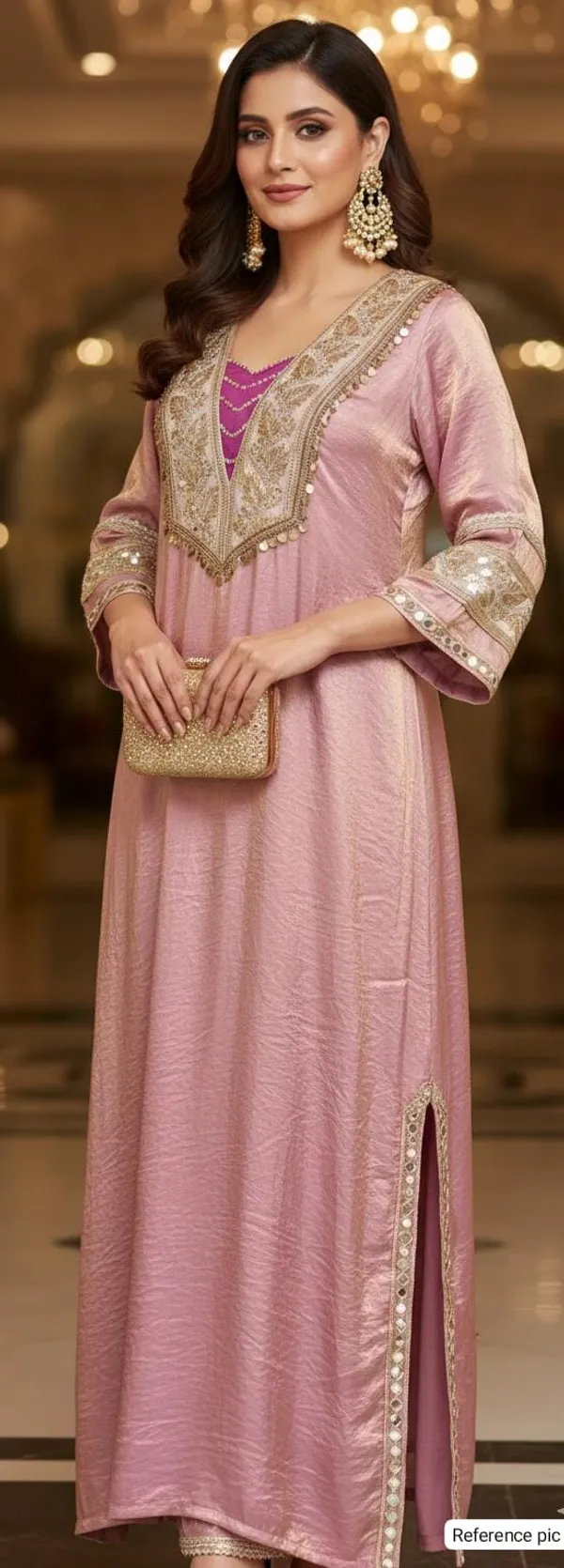 Lavender_Pink_Shimmer_Satin_Silk_Embroidered_One_Piece_Dress_For_Women