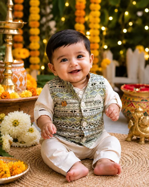 3_Piece_Ethnic_Charm_Set_-_Kurta,_Pyjama_With_Designer_Kothi_(White)