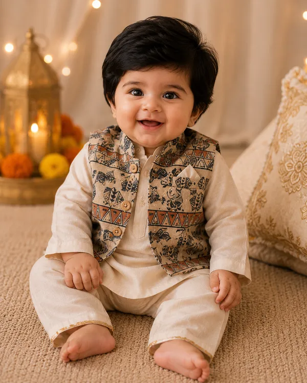 3_Piece_Ethnic_Charm_Set_-_Kurta,_Pyjama_With_Designer_Kothi_(White)