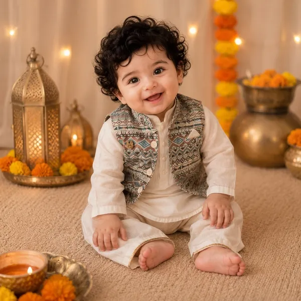 3_Piece_Ethnic_Charm_Set_-_Kurta,_Pyjama_With_Designer_Kothi_(White)