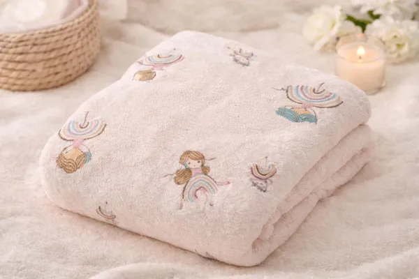 Premium_Soft_Pink_Girl_Rainbow_Print_5-In-1_Baby_Towel_&_Wrap