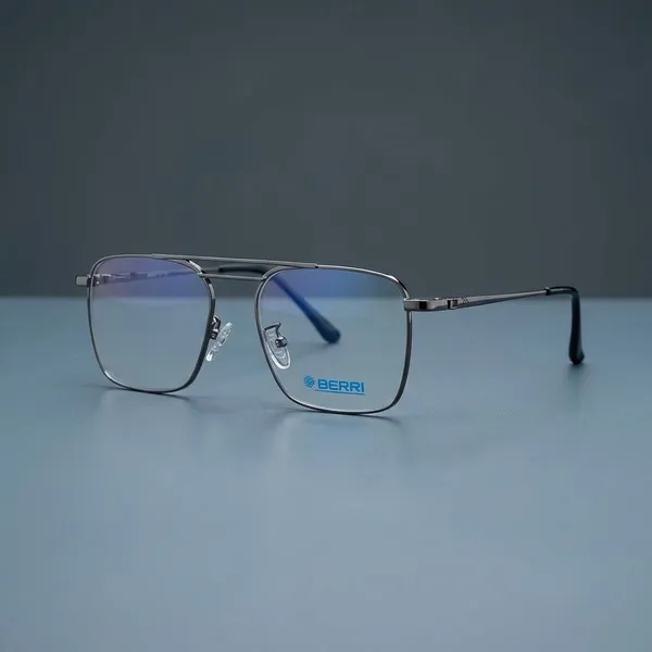 Gun_Titanium_Double_Bar_Small_Mettalic_Optical_Frame_For_Men_With_Bule_Cut_Glasses