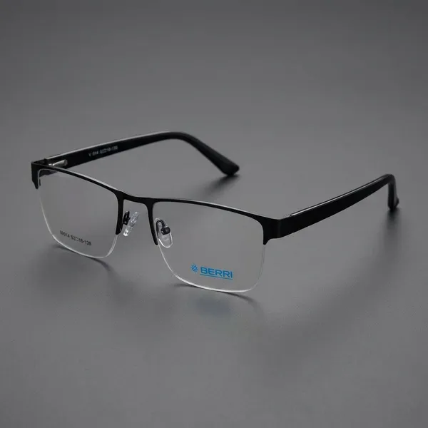 Black_Titanium_Half_Rim_Metal_Optical_Frame_For_Men_And_Women_With_Bule_Cut_Glasses