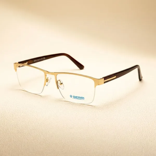 Golden_Brown_Titanium_Half_Rim_Metal_Optical_Frame_For_Men_And_Women_