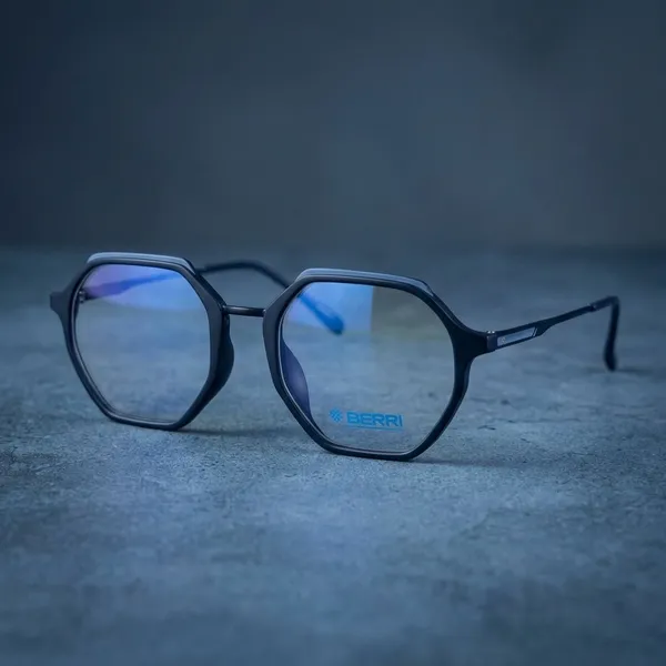 Black_Tr_90_Hexa_Unisex_Optical_Frame_For_Men_And_Women_With_Bule_Cut_Glasses