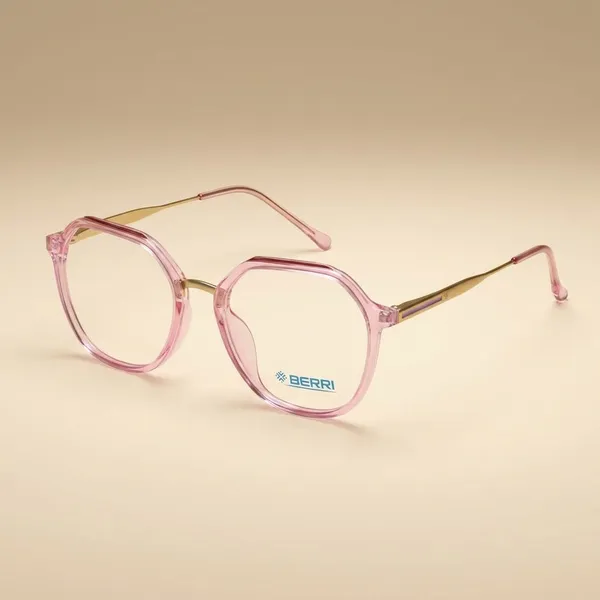 Pink_Tr_90_Hexa_Unisex_Optical_Frame_For_Men_And_Women_With_Bule_Cut_Glasses